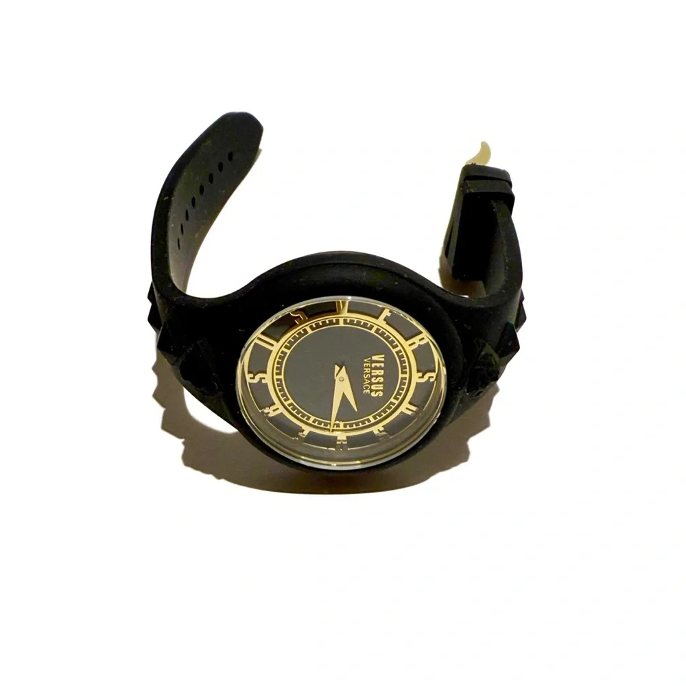 VERSACE Versus Versace Black Gold Lion Head Watch NWT